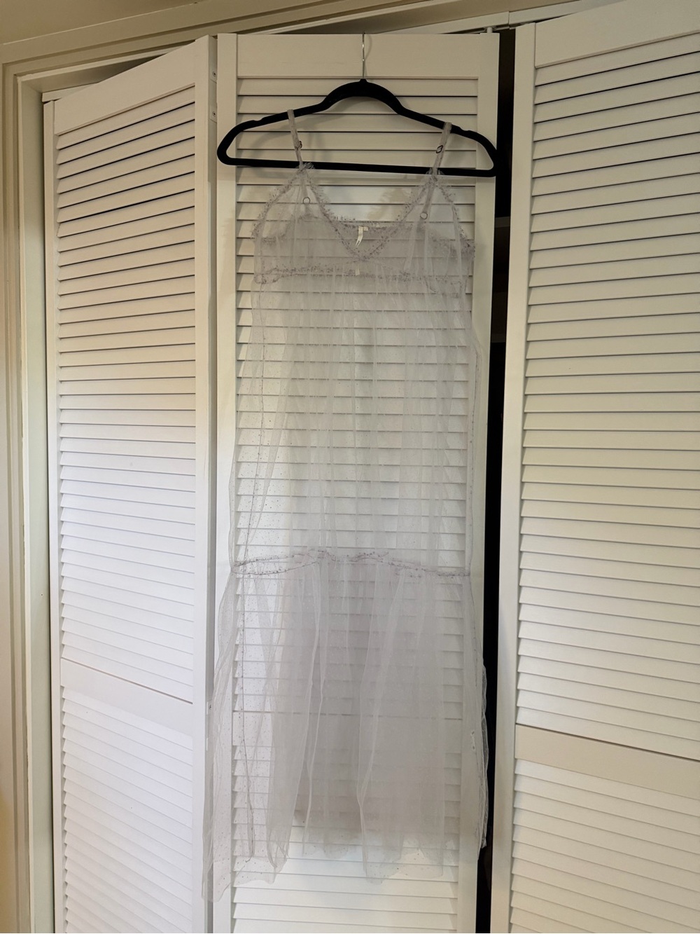 Anthropologie Sheer lilac Tiered Mesh dress